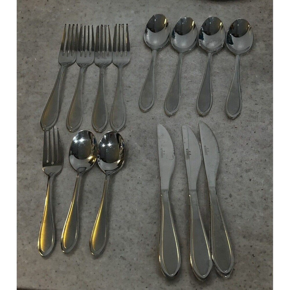Cambridge Silversmiths Yardena Sand 14 Pieces Flatware Stainless Forks Spoons